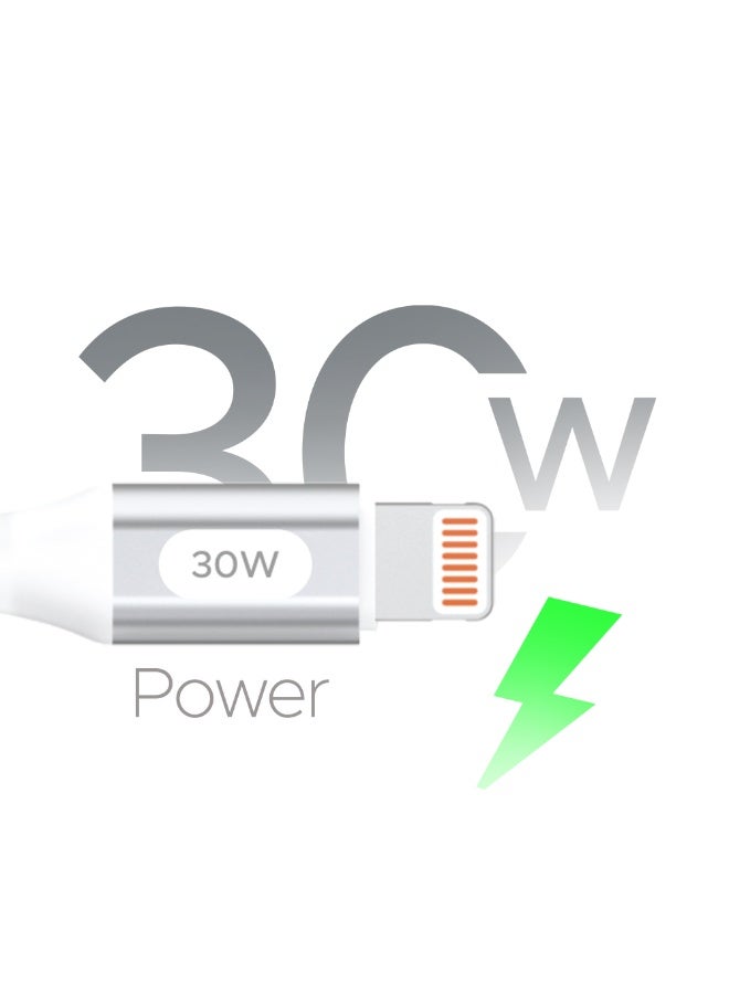 Lycka P Cord XTRA30 30W USB-C to Lightning Fast Charging & Data Sync Cable (2-Meter, White) - Image 2